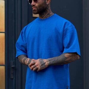 تیشرت اورسایز مینیمال آبی رویال | «Sky Mood» کد 2214/6