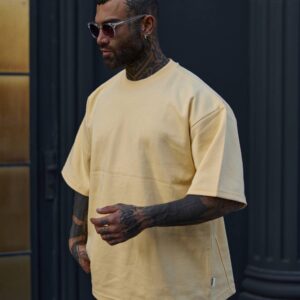 تیشرت اورسایز مینیمال کرم روشن | «Soft Sand» کد 2214/6