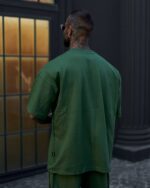 تیشرت اورسایز مینیمال سبز زیتونی | «Olive Force» کد 2214/6 - Image 3