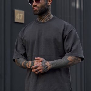 تیشرت اورسایز مینیمال طوسی تیره | «Urban Shadow» کد 2214/6