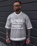 تیشرت طوسی اسپرت Paris استریت‌ویر – طراحی خاص دو رو