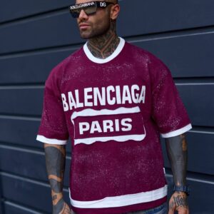 تیشرت زرشکی اسپرت Paris استریت‌ویر – طراحی خاص دو رو