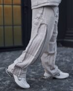 شلوار اسلش مردانه مدل Stripe Raw – طوسی روشن کد 2410 - Image 2