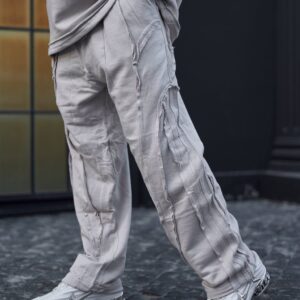 شلوار اسلش مردانه مدل Stripe Raw – طوسی روشن کد 2410