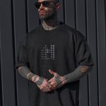 تیشرت اورسایز مشکی Neon Dot مدل HN Signature