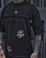 تیشرت اورسایز مشکی مردانه مدل Justice - Image 2