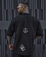 تیشرت اورسایز مشکی مردانه مدل Justice - Image 3