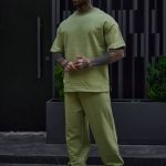 ست تیشرت و شلوار اسلش مردانه سبز زیتونی مدل Urban Moss