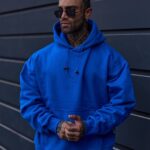 هودی اورسایز Royal Blue مدل Minimal Elastic