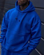 هودی اورسایز Royal Blue مدل Minimal Elastic - Image 3