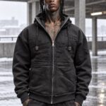 هودی زیپ‌دار استریت‌ویر Saints Dept مدل Full-Zip Masked Black (مشکی وینتیج)