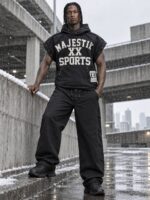Majestic XX Oversized Hoodie Vest | هودی آستین کوتاه مجستیک - تصویر 2