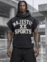 Majestic XX Oversized Hoodie Vest | هودی آستین کوتاه مجستیک - تصویر 3
