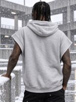 هودی حلقه آستین زیپ‌دار زاپ‌دار مدل Raw-Edge Camo Hood (طوسی روشن) - Image 4