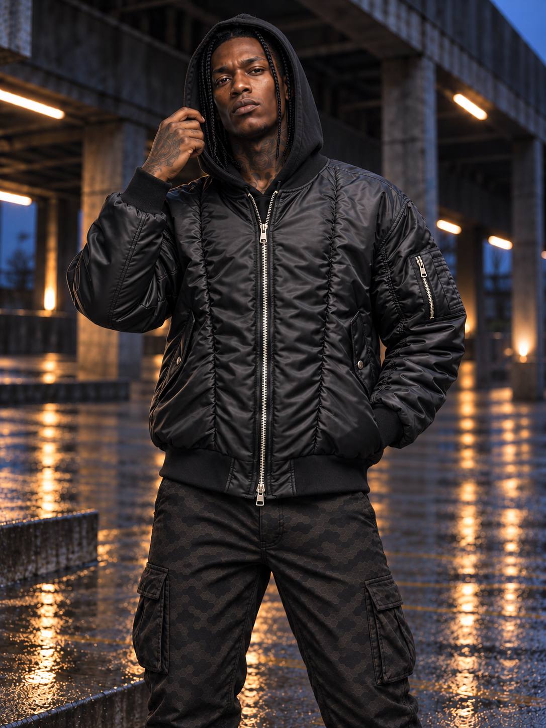 2477 (6) کاپشن خلبانی Black Shadow Bomber - Image 1