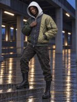 کاپشن Urban Shadow Olive | کاپشن خلبانی دو رنگ - Image 4