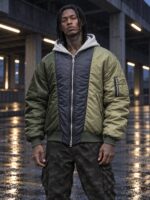 کاپشن Urban Shadow Olive | کاپشن خلبانی دو رنگ - Image 2