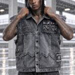 جلیقه جین سنگشور زاپ‌دار مدل FEAR OF GOD ESSENTIALS
