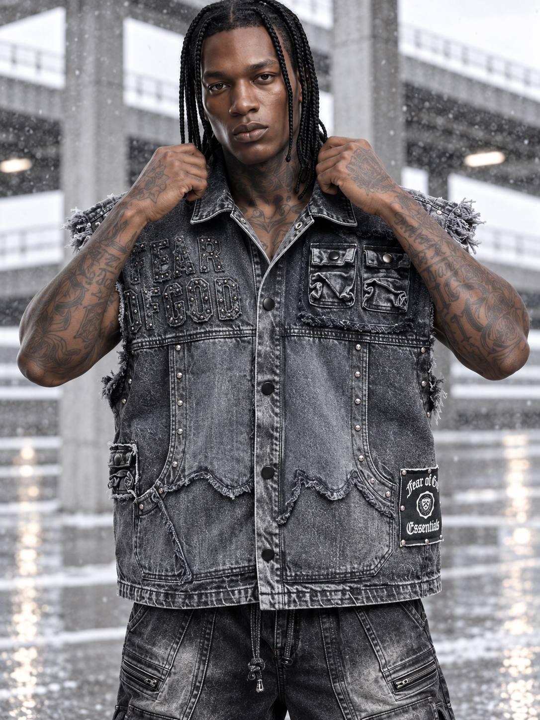 2480 (1) جلیقه جین سنگشور زاپدار مدل FEAR OF GOD ESSENTIALS - تصویر 1