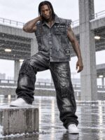 جلیقه جین سنگشور زاپ‌دار مدل FEAR OF GOD ESSENTIALS - تصویر 4