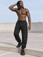 شلوار اسلش مشکی مردانه استایل خیابانی (Streetwear Jogger) - تصویر 4
