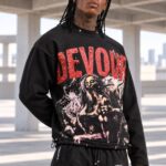 دورس اورسایز مشکی طرح DEVOUR - نمای جلو