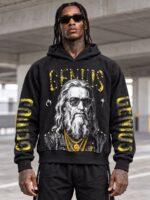 هودی اورسایز مشکی طرح GENIUS - نمای جلو