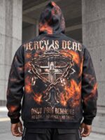 هودی لش مردانه و زنانه طرح گرافیکی آتش و زنجیر مدل No Mercy (استریت‌ور) - تصویر 3